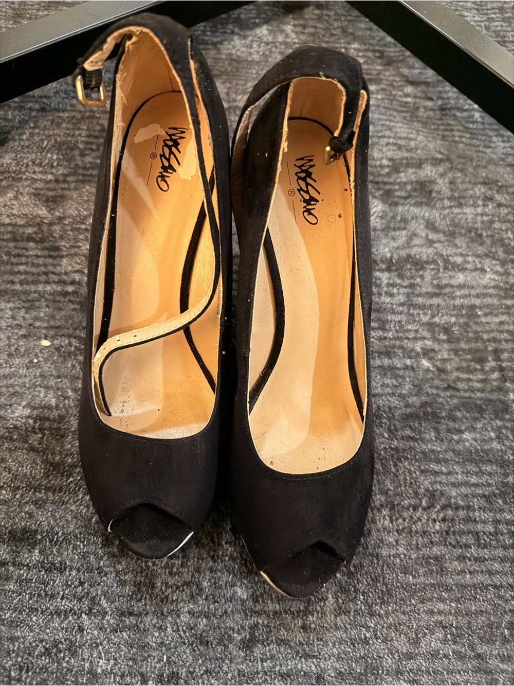 Black suede wedges
